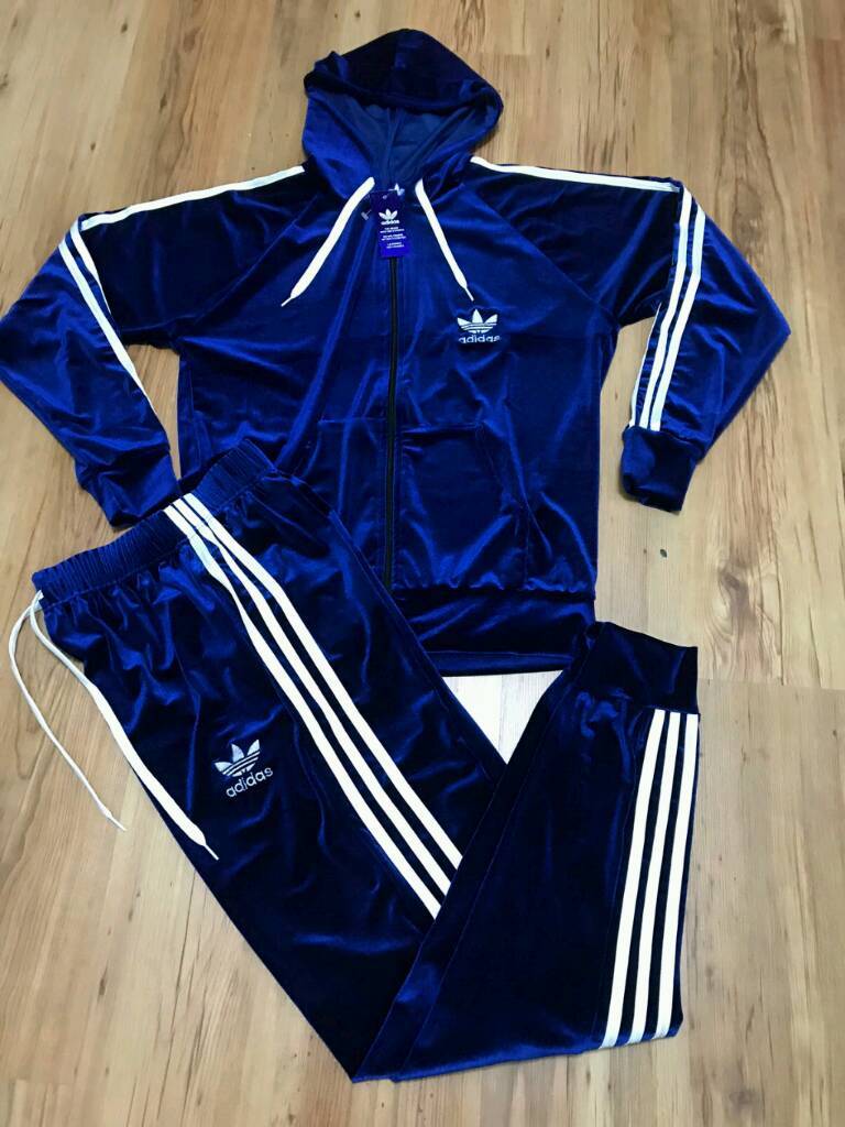 blue velvet adidas tracksuit